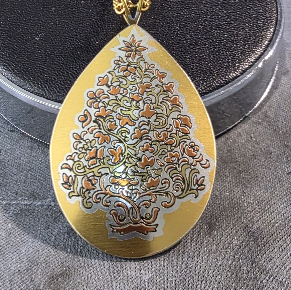 vintage Reed & Barton Damascene "Golden Tree" pendant necklace